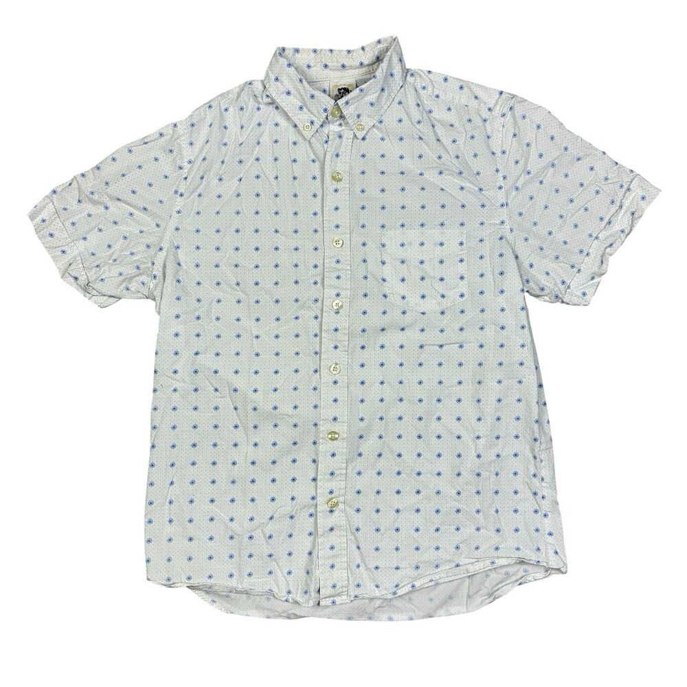Kennington LTD California Shirt Mens L Polka Dot Floral Short Sleeve Button Down